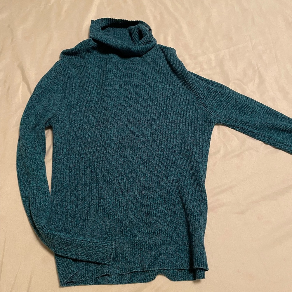 Blue turtleneck sweater